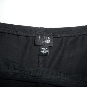 EILEEN FISHER BLACK COTTON  LYCRA STRETCHY WIDE LEG PANTS SIDE ZIP SIZE …